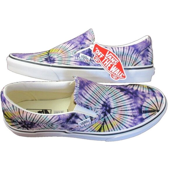 Vans Other - Vans Men's Classic Slip On New Age Purple White Tie Dye Canvas Shoes Sizes NIB